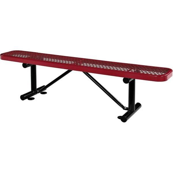 Global Industrial 6ft Outdoor Steel Flat Bench, Expanded Metal, Red 277156RD